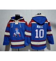 Men New England Patriots 10 Drake Maye Blue Ageless Must Have Lace Up Pullover Hoodie Men New England Patriots 10 Drake Maye Blue Ageless Must Have Lace Up Pullover Hoodie