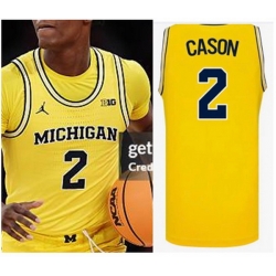 Men Michigan Wolverines L.J Cason Student Yellow NCAA Basketball Jersey
