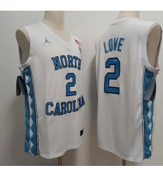 Men North Carolina Tar Heels #2 Caleb Love White College Football Jersey