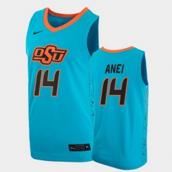 Men Oklahoma State Cowboys Yor Anei College Basketball Blue Jersey