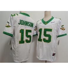Men Oregon Ducks 15 Tez Johnson White 2024 F U S E Stitched Jersey Men Oregon Ducks 15 Tez Johnson White 2024 F U S E Stitched Jersey
