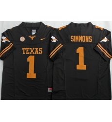Men Texas Longhorns 1 Colin Simmons Black 2026 F U S E Stitched Jersey Men Texas Longhorns 1 Colin Simmons Black 2026 F U S E Stitched Jersey