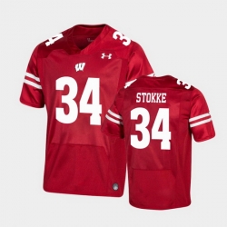 Men Wisconsin Badgers Mason Stokke Premier Red Football Jersey