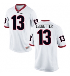 Men Georgia Bulldogs #13 Jonathan Ledbetter College Football Jerseys-White