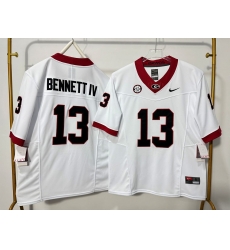 Men Georgia Bulldogs 13 Stetson Bennett IV White F U S E Stitched Jersey Men Georgia Bulldogs 13 Stetson Bennett IV White F U S E Stitched Jersey