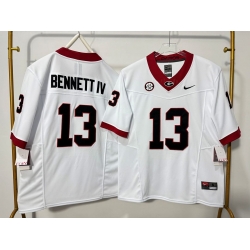 Men Georgia Bulldogs 13 Stetson Bennett IV White F U S E Stitched Jersey