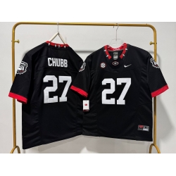 Men Georgia Bulldogs 27 Nick Chubb Black Dog Head F U S E Stitched Jersey