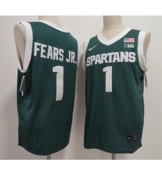 Men Michigan State Spartans Green 1 Jeremy Fears Jr Green Stitched Jersey Men Michigan State Spartans Green 1 Jeremy Fears Jr Green Stitched Jersey