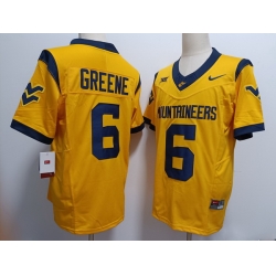 Men West Virginia Mountaineers Garrett Greene #6 F U S E Yellow Stitched Jersey