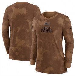 Women Green Bay Packers Brown 2023 Salute To Service Long Sleeve T Shirt