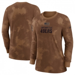 Women San Francisco 49ers Brown 2023 Salute To Service Long Sleeve T Shirt