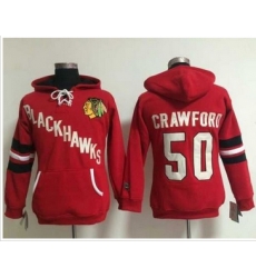 Women Chicago Blackhawks #50 Corey Crawford Red Old Time Heidi NHL Hoodie