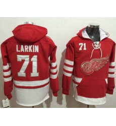 Men Detroit Red Wings 71 Dylan Larkin Red Name  26 Number Pullover NHL Hoodie