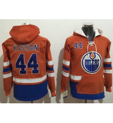 Men Edmonton Oilers 44 Zack Kassian Orange Name  26 Number Pullover NHL Hoodie