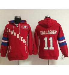 Montreal Canadiens 11 Brendan Gallagher Red Women Old Time Heidi NHL Hoodie