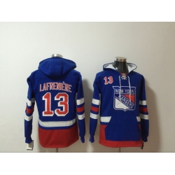 Men New York Rangers Alexis Lafrenière 13 Blue Stitched NHL Hoodie II