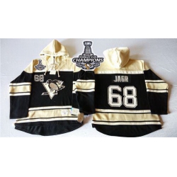 Men Pittsburgh Penguins 68 Jaromir Jagr Black Sawyer Hooded Sweatshirt 2016 Stanley Cup Champions Stitched NHL Jersey