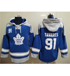 Men's Toronto Maple Leafs #91 John Tavares Blue Ageless Must-Have Lace-Up Pullover Hoodie