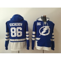 Men Tampa Bay Lightning 86 Nikita Kucherov Blue Stitched Hoodie