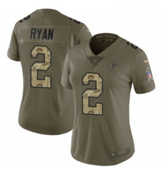 Womens Nike Atlanta Falcons 2 Matt Ryan Limited OliveCamo 2017 Salute to Service NFL Jersey