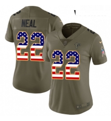 Womens Nike Atlanta Falcons 22 Keanu Neal Limited OliveUSA Flag 2017 Salute to Service NFL Jersey