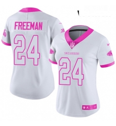 Womens Nike Atlanta Falcons 24 Devonta Freeman Limited WhitePink Rush Fashion NFL Jersey