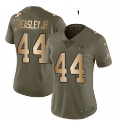 Womens Nike Atlanta Falcons 44 Vic Beasley Limited OliveGold 2017 Salute to Service NFL Jersey