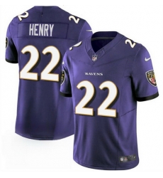 Men Baltimore Ravens 22 Derrick Henry Purple 2023 F U S E  Vapor Limited Football Stitched Jersey