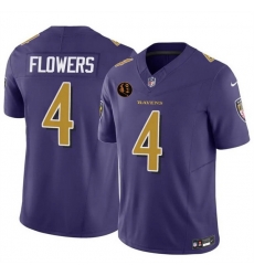 Men Baltimore Ravens 4 Zay Flowers Purple 2025 F U S E  With John Madden Patch Limited Football Jersey