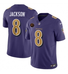 Men Baltimore Ravens 8 Lamar Jackson Purple 2025 F U S E With John Madden Patch Limited Football Jersey Men Baltimore Ravens 8 Lamar Jackson Purple 2025 F U S E With John Madden Patch Limited Football Jersey