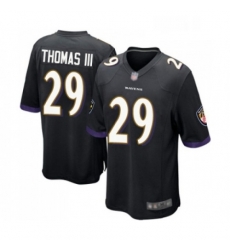 Mens Baltimore Ravens 29 Earl Thomas III Game Black Alternate Football Jersey