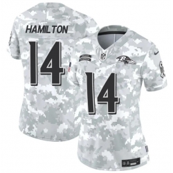 Women Baltimore Ravens 14 Kyle Hamilton 2024 F U S E Arctic Camo Salute To Service Limited Stitched Football Jersey