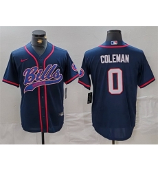 Men Buffalo Bills 0 Keon Coleman Navy With Patch Cool Base Stitched Baseball Jersey