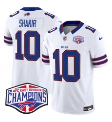 Men Buffalo Bills 10 Khalil Shakir White F U S E  2024 AFC East Division Champions Vapor Limited Stitched Football Jersey