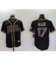 Men Buffalo Bills 17 Josh Allen Black Cool Base Stitched Baseball Jersey 6