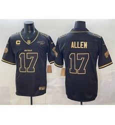 Men Buffalo Bills 17 Josh Allen Black Gold 2025 F U S E Rivalries With Bills Mafia Patch  26 4 Star C Patch Vapor Limited Stitched Football Jersey