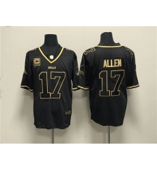 Men Buffalo Bills 17 Josh Allen Black Gold With 4 Star C Patch Limited Stitched Jersey