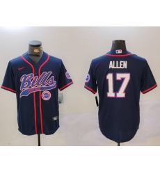 Men Buffalo Bills 17 Josh Allen Navy Team Cool Base Stitched Baseball Jersey 5