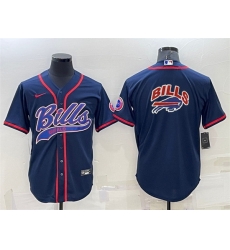 Men Buffalo Bills Navy Team Big Logo With Patch Cool Base Stitched Baseb