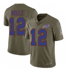 Mens Nike Buffalo Bills 12 Jim Kelly Limited Olive 2017 Salute to Service NFL Jersey