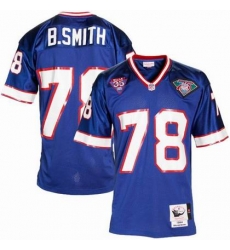 MitchellandNess Buffalo Bills 78 Bruce Smith Blue Stitched Replithentic 35th Anniversary