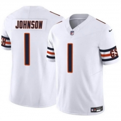 Men Chicago Bears 1 Jaylon Johnson White 2024 F U S E  Vapor Stitched Football Jersey