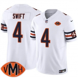 Men Chicago Bears 4 D 27Andre Swift White 2025 F U S E  With Illinois and VMH Patch Vapor Untouchable Limited Stitched Football Jersey