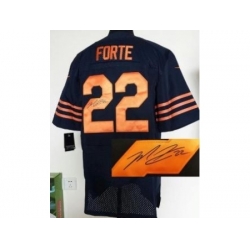 Nike Chicago Bears 22 Matt Forte Blue Elite Orange Number Signed NFL Jersey Nike Chicago Bears 22 Matt Forte Blue Elite Orange Number Signed NFL Jersey