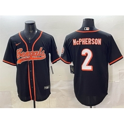 Men Cincinnati Bengals 2 Evan McPherson Black With Patch Cool Base Stitched Baseball Jersey