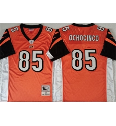 Men Cincinnati Bengals 85 Chad Ochocinco Orange Throwback Stitched Jersey