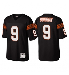 Men Cincinnati Bengals 9 Joe Burrow Black Throwback Legacy Stitched Jerse