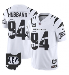 Men Cincinnati Bengals 94 Sam Hubbard White F U S E  With 2 Star C Patch Special Vapor Untouchable Limited Stitched Football Jersey 1