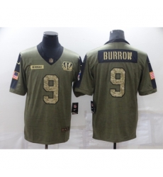 Men's Cincinnati Bengals #9 Joe Burrow Camo 2021 Salute To Service Limited Player Jersey