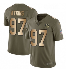 Mens Nike Cincinnati Bengals 97 Geno Atkins Limited OliveGold 2017 Salute to Service NFL Jersey